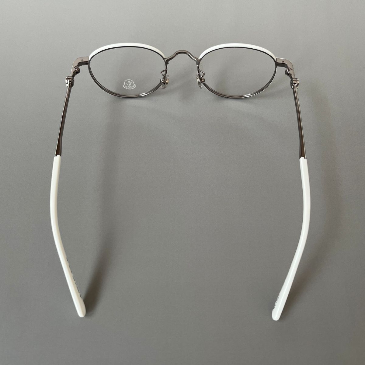 モンクレール メガネ MONCLER メンズ レディース 眼鏡 ホワイト 白 ガンメタ メタル 新品 スタイリッシュ 高品質 軽い オーバル 丸眼鏡_画像6