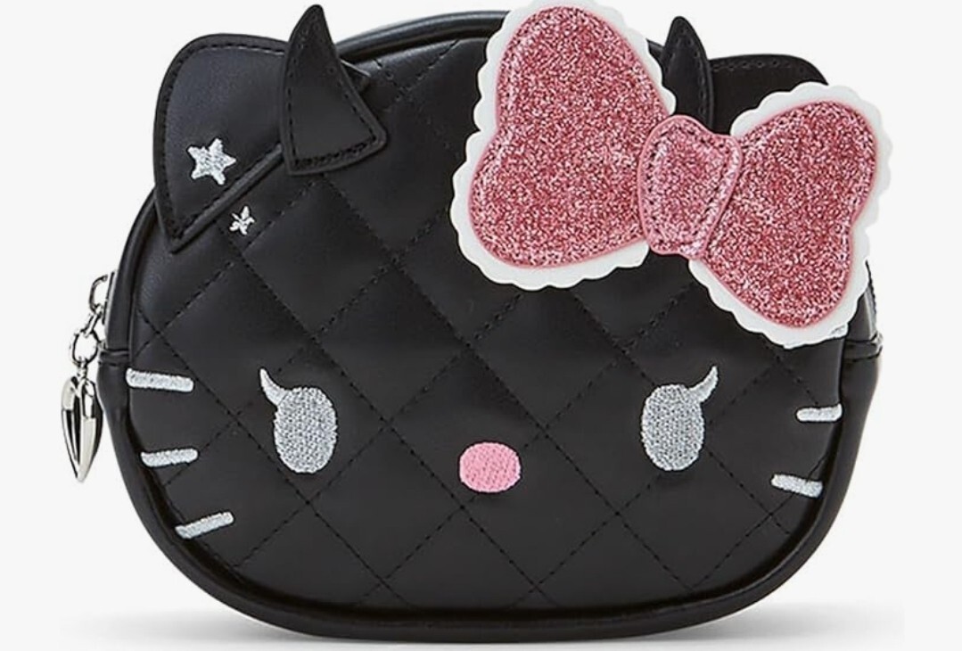 ハローキティ フェイス形ポーチ 小悪魔 化粧ポーチ サンリオ 天使小悪魔デザイン　HELLO KITTY　SANRIO　新品　正規サンリオ製　ラスト１_画像1