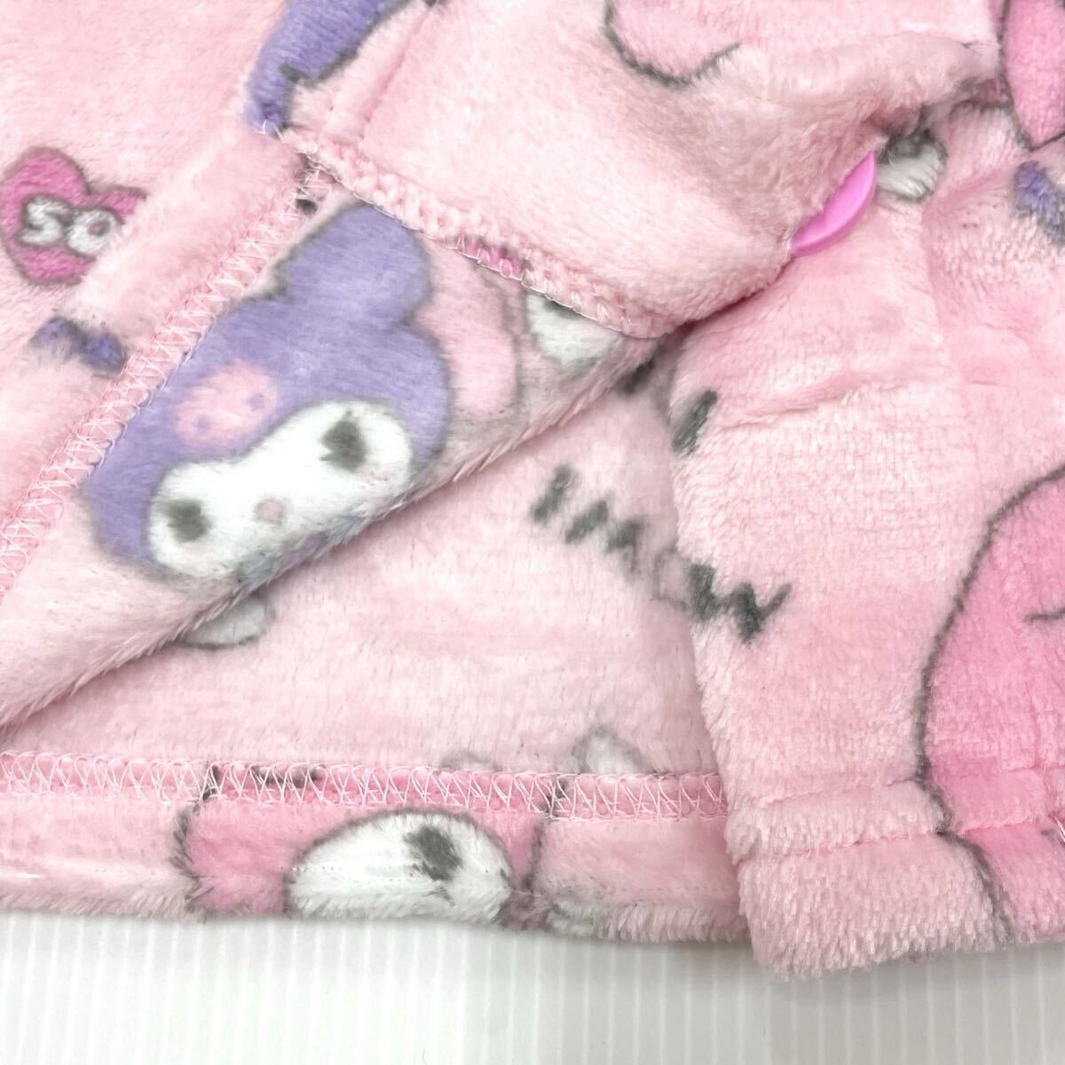 新品64640 マイメロディ&クロミ 130cm ピンク 前開き長袖ミンクフリースパジャマ上下セット ルームウェア ガールズ ジュニア子供_画像6