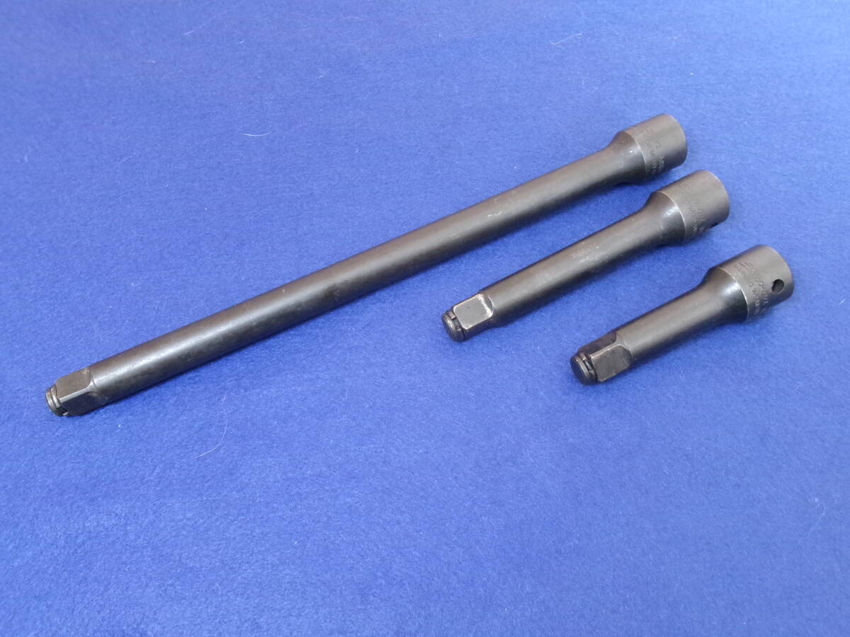 スナップオン Snap-on 差込1/2sq （12.7mm） インパクト対応 エクステンションバー 3本セット IMX32B IMX52 IMX112 スナップリング式_画像1