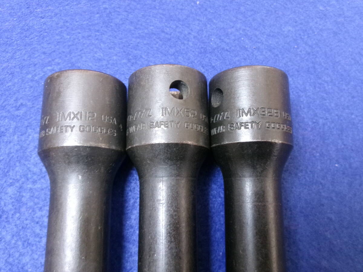 スナップオン Snap-on 差込1/2sq （12.7mm） インパクト対応 エクステンションバー 3本セット IMX32B IMX52 IMX112 スナップリング式_画像5