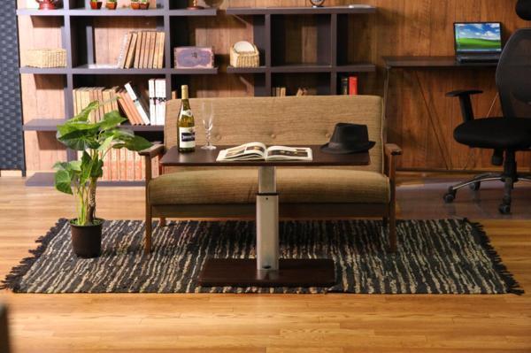  бесплатная доставка / подниматься и опускаться тип центральный стол высота 42.5~56.5cm газ давление тип с роликами . living верх и низ подъёмник стол ширина 90cm глубина 50cm Brown / новый товар 