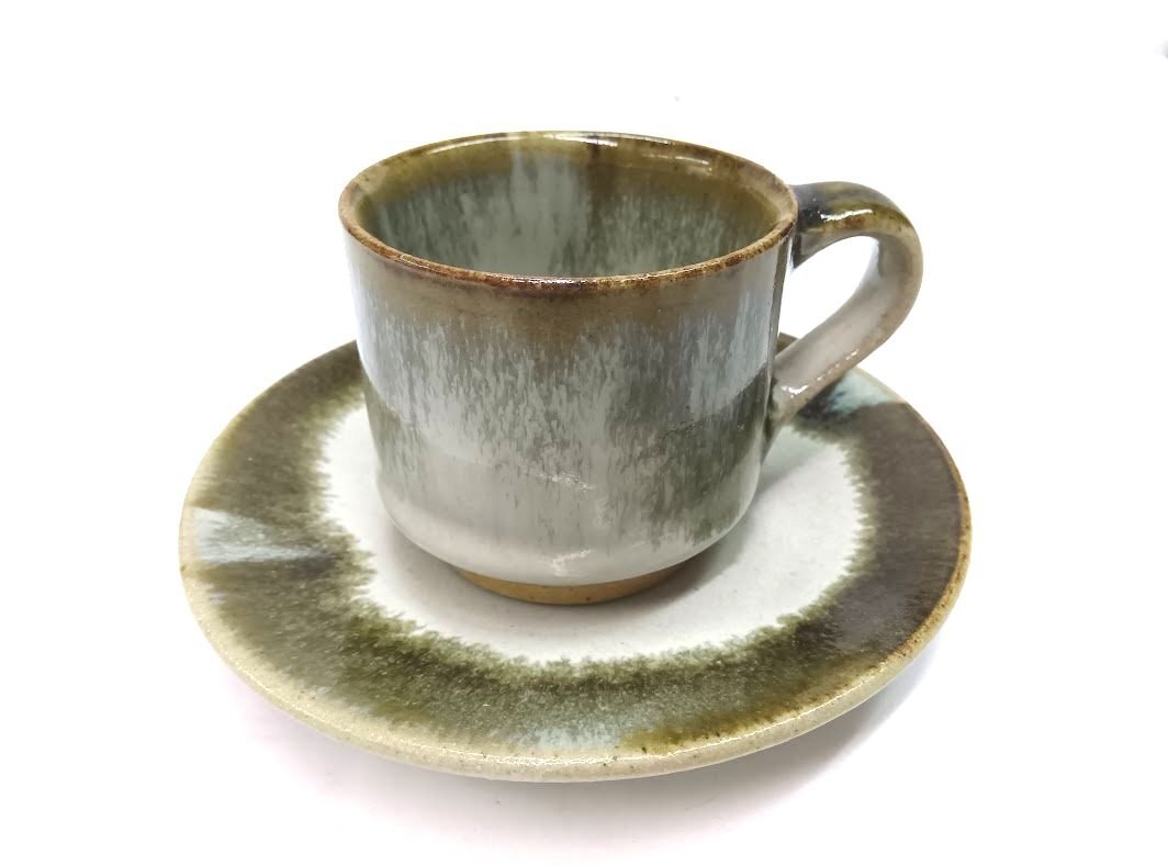 прекрасный товар * Mashiko .* cup & блюдце /... тарелка / кофейная чашка / чайная чашка / зеленый /. предмет / керамика 2 прекрасный товар * Mashiko .* cup & блюдце /... тарелка / кофейная чашка / чайная чашка / зеленый /. предмет / керамика 2