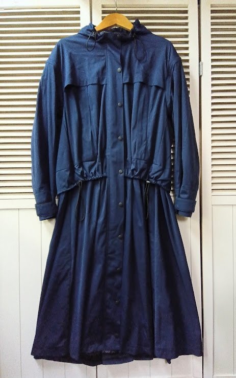 DEAR DANSKIN☆WRストレッチトランスフォームコート L ネイビー 参考価格:52,800円 2WAY レインコート ディアダンスキン 美品_画像3