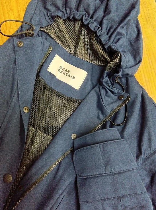 DEAR DANSKIN☆WRストレッチトランスフォームコート L ネイビー 参考価格:52,800円 2WAY レインコート ディアダンスキン 美品_画像5
