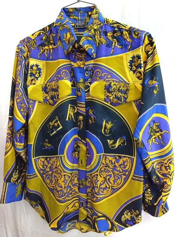  Vintage *GIANNI VERSACE VERSUS /veru подвеска Gianni Versace * длинный рукав блуза 38 размер 