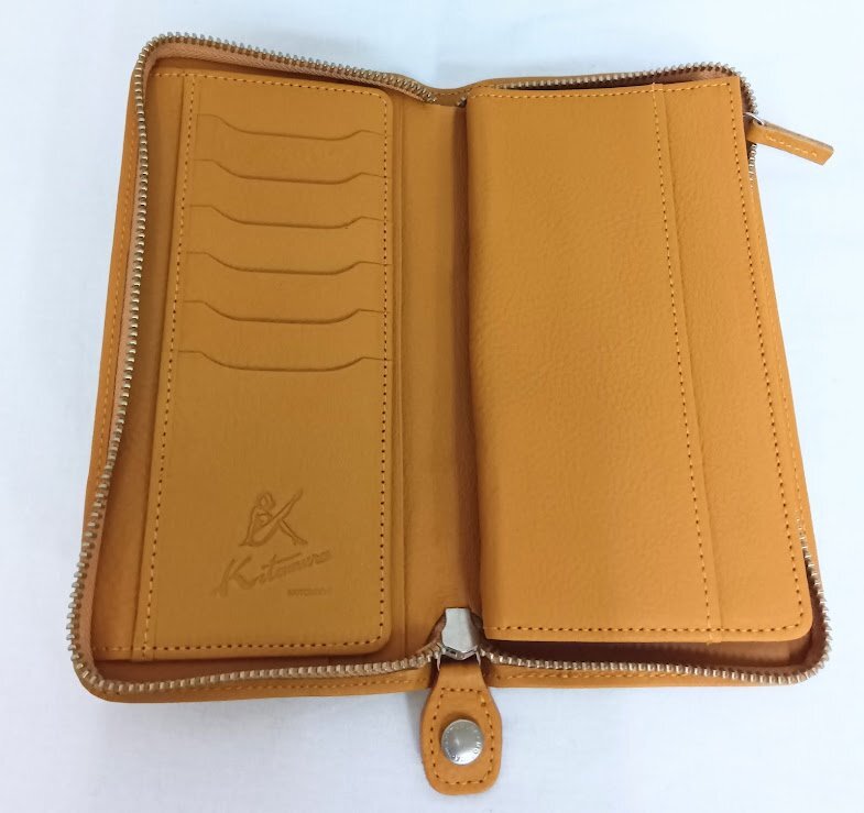 【新品】Kitamura/キタムラ☆レザー・長財布 キャメル YH0082 61421 参考価格:28,000円 メンズ 牛革 ラウンドファスナー 美品 未使用_画像4