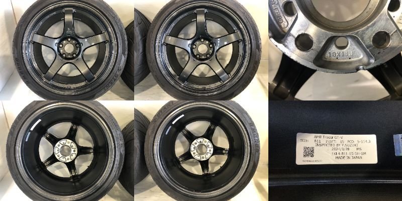 ★11J★【店頭引取歓迎】共豊 AME Tracer GTV 18インチ 18 × 11J +15 2本 PCD114.3 5H 285/35R18 OTANI BM2000 トレーサー エンケイ L_画像7
