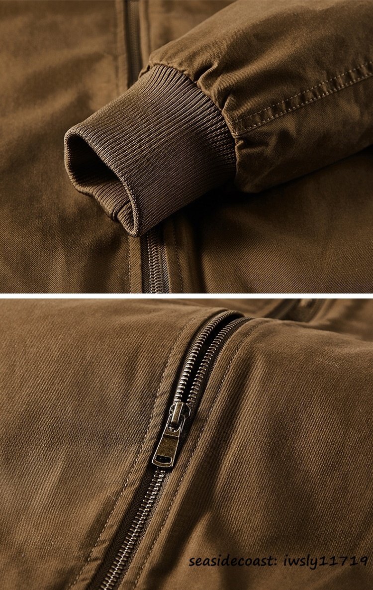 新作*ジャケット 秋冬 ブルゾン 裏フリース 防寒 厚手 防風 暖かい ムートンコート両面着 リバーシブル 作業着 ジャンパー オリーブ 5XL_画像6