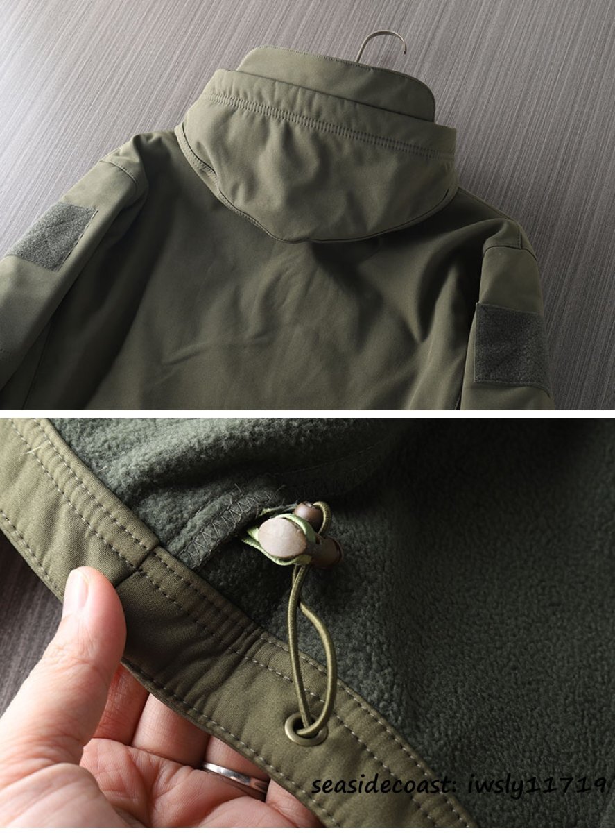 マウンテンパーカー メンズ 裏起毛 フード付き 秋冬 撥水防寒 厚手 裏ボア フリースジャケット アウトドア アウター ブルゾン カーキ XL_画像9
