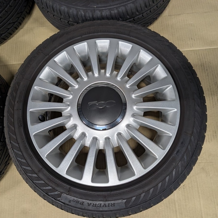 【美品】FIAT フィアット５００ 純正 15インチ アルミホイール 4本 6J X 15 +35 PCD98 4穴 185/55R15 バリ溝 夏タイヤ付き！_画像5