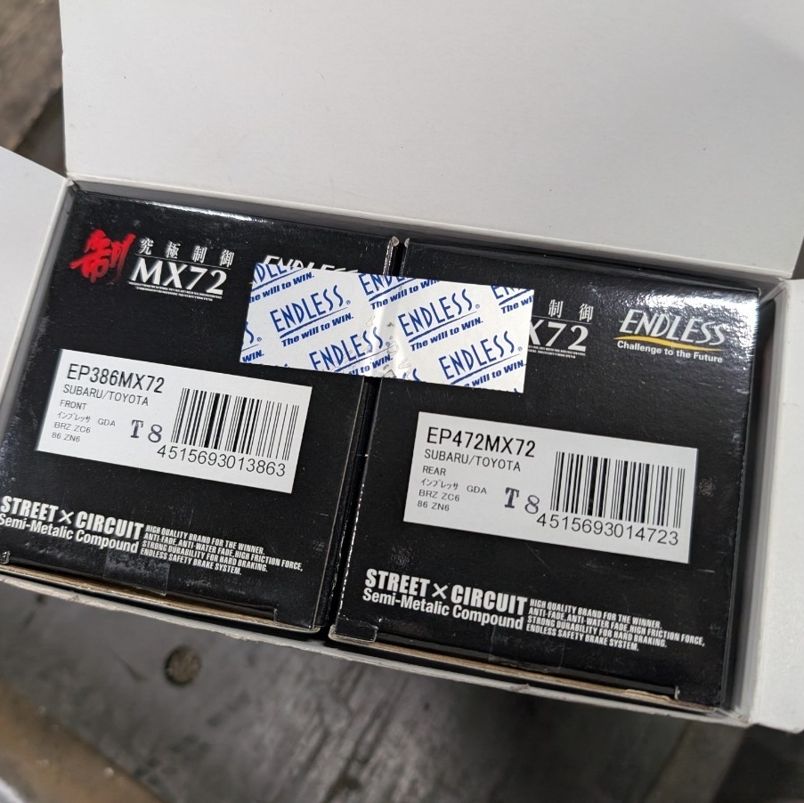 【未使用】エンドレス ENDLESS MX72 ブレーキパッド 前後セット 片押し用 ZN6 ZC6 ZN8 ZC8 86 GR86 BRZ用_画像4