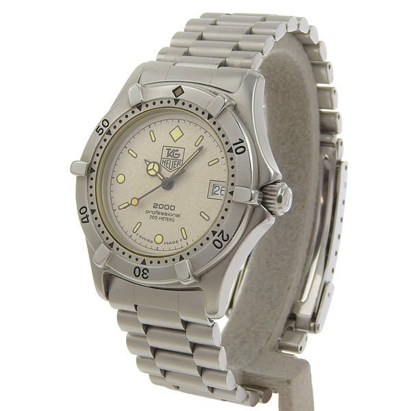 1円 稼働 タグホイヤー TAG HEUER 962.213 クオーツ プロフェッショナル 2000 グレー文字盤 SS×SS ボーイズ 腕時計_画像2