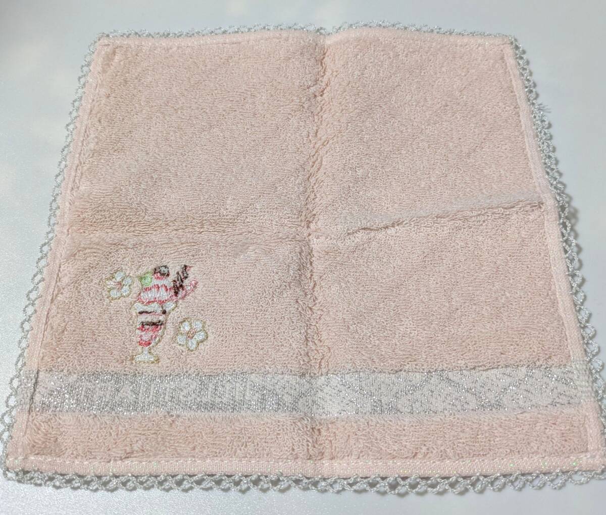 未使用 JILLSTUART ジルスチュアート タオル地ハンカチ　ミニ　ピンク 　パフェ_画像4