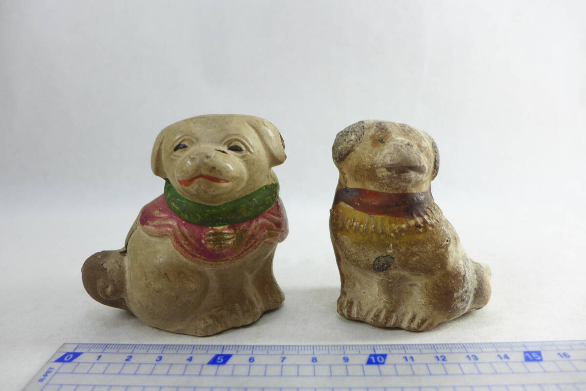 土人形 2体 ④ | 伏見人形 犬 イヌ 郷土人形 古民芸 郷土玩具 置物 民藝_画像1