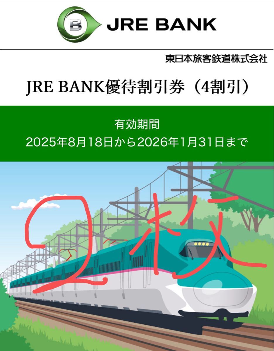 JRE BANK JR東日本優待券　２枚_画像1