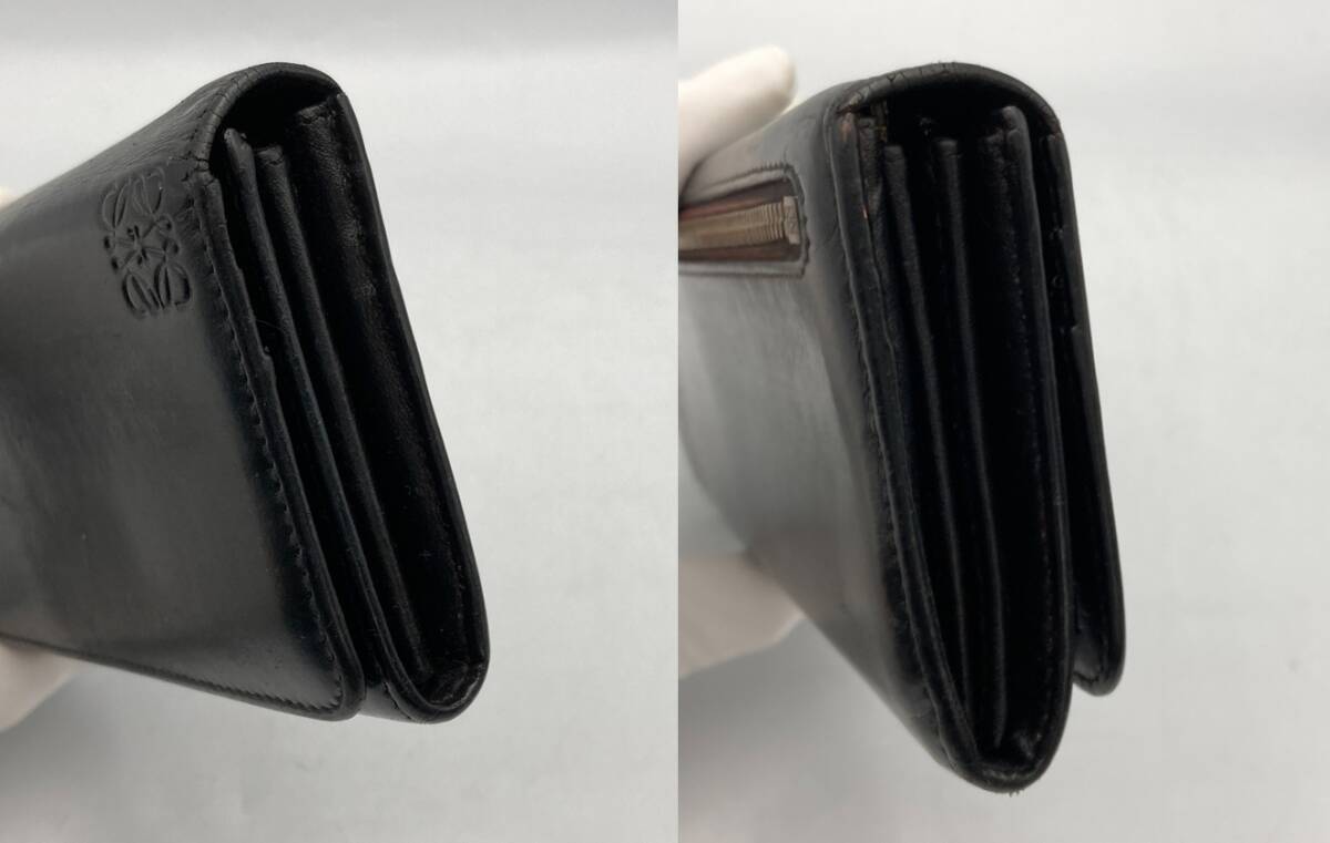 LOEWE ロエベ レザー 2つ折り長財布 アナグラム 中古 4_画像3