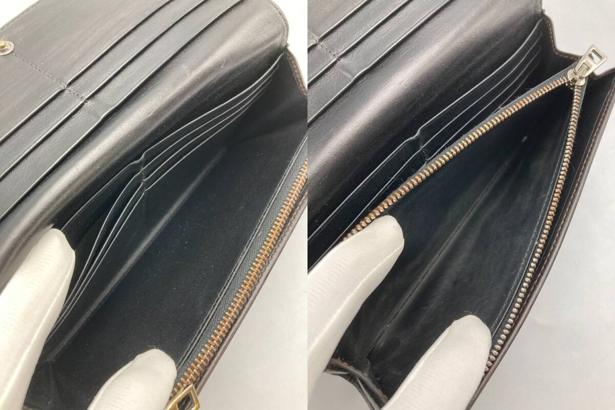 LOEWE ロエベ レザー 2つ折り長財布 アナグラム 中古 4_画像8