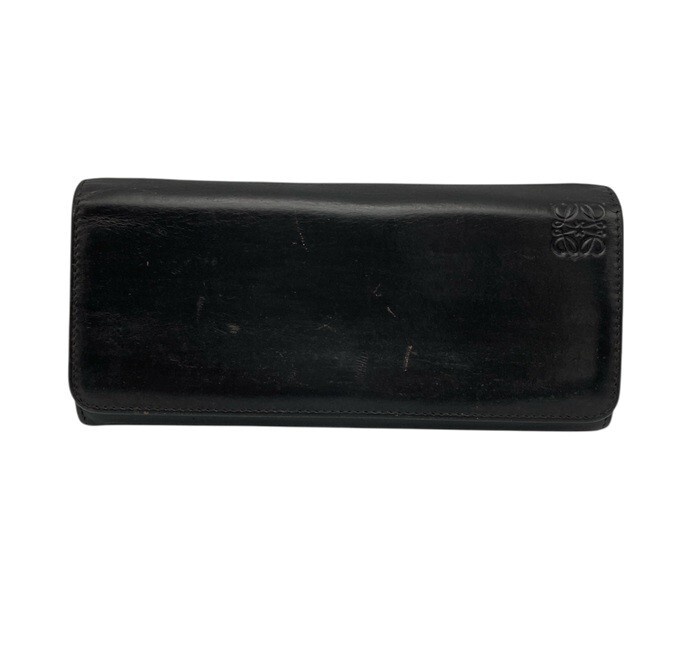 LOEWE ロエベ レザー 2つ折り長財布 アナグラム 中古 4_画像1