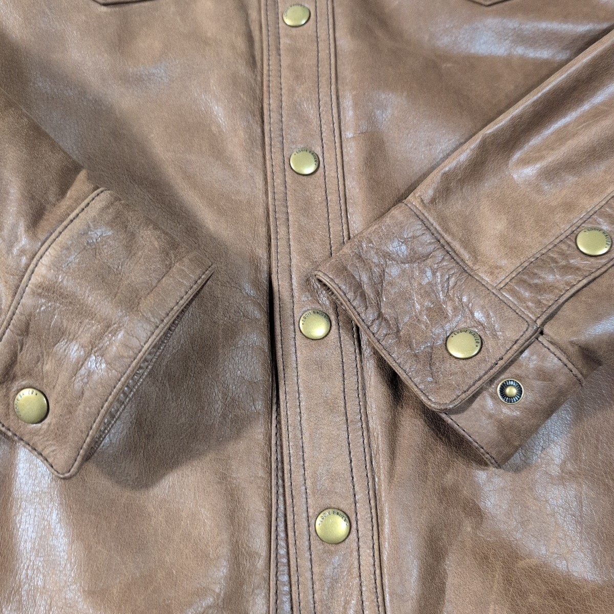 Eddie Bouer エディーバウアー レザーシャツジャケット 牛革 Mサイズ ブラウン_画像4