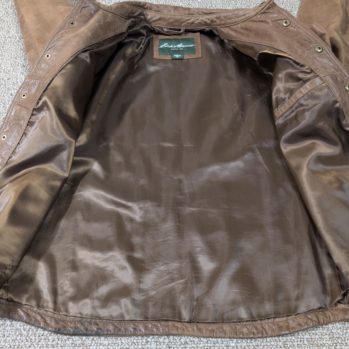 Eddie Bouer エディーバウアー レザーシャツジャケット 牛革 Mサイズ ブラウン_画像7
