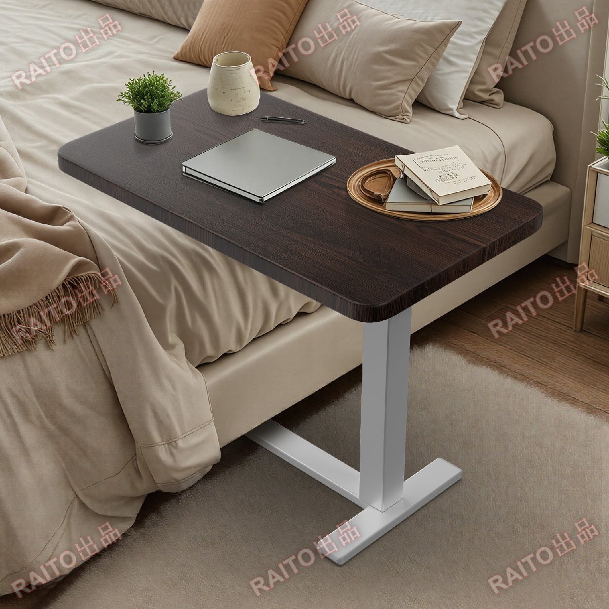 【翌日発送】サイドテーブル昇降式 ガス圧昇降ベッドテーブル PCテーブル 介護テーブル 64~102cm高さ調整可能 高さ無段階調節 耐荷重30KG_画像7