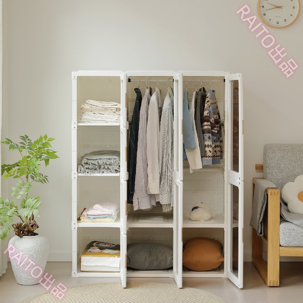 [ на следующий день отправка ][ ширина 104* высота 136cm чай цвет прозрачный дверь ] гардероб шкаф цельный складной место хранения дверь имеется европейская одежда Dance вешалка простой сборка 