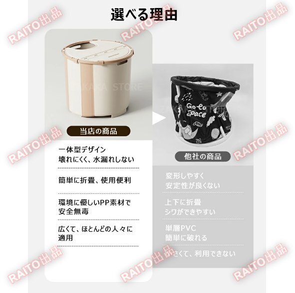 ポータブル浴槽 折り畳み浴槽 ポータブルバスタブ コンパクト浴槽 折り畳みバスタブ 簡易バスタブ 断熱保温 断熱蓋付 収納便利 bhw0130_画像3