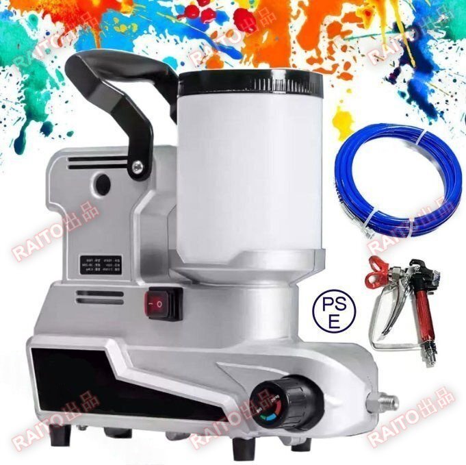 電動壁スプレー塗装機、2.5L/分ペイントスプレー、1600W高圧エアレスペイントスプレー、容量2L、5mホースウォールスプレーガン bhw060_画像1