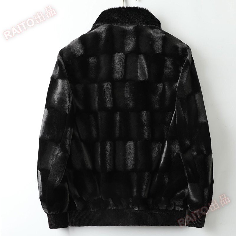 新品◆デザイナーオリジナル 上級ミンク&カシミヤ混 ファーコート メンズ 冬用 厚手 防寒 ジャケット 暖かい ソフトタッチ bhw053_画像2