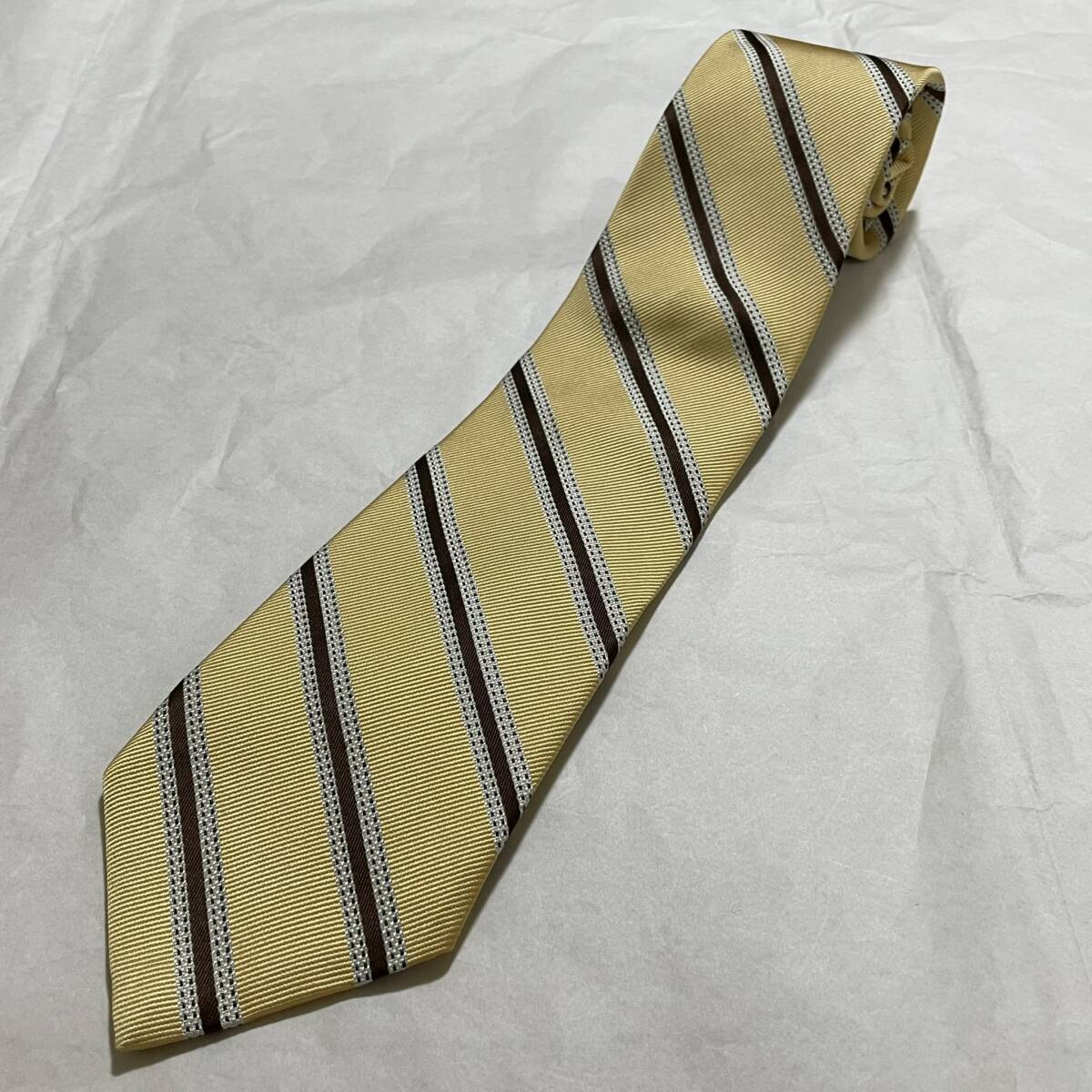フェアファクス FAIRFAX シルク ネクタイ 日本製 イエロー系_画像1