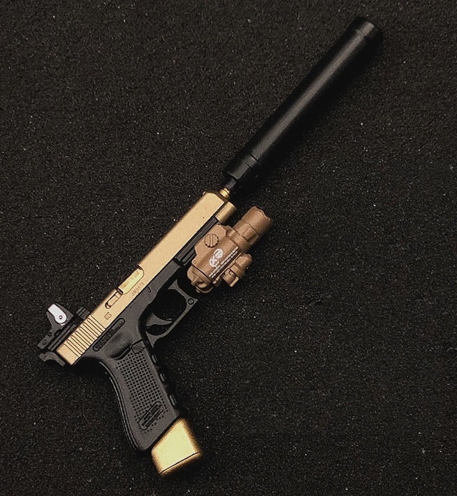 E 1/6 グロック18 ホルスター ドットサイト サプレッサー 銃 (検 DAMTOYS easy&simple DID VERYCOOL TBleague phicen フィギュア_画像2