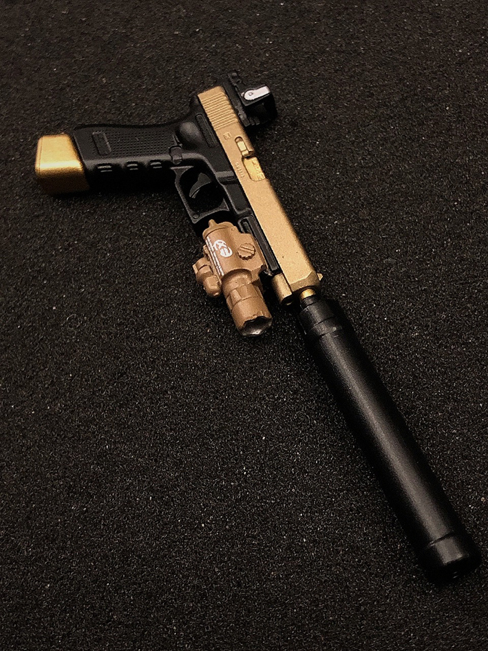 E 1/6 グロック18 ホルスター ドットサイト サプレッサー 銃 (検 DAMTOYS easy&simple DID VERYCOOL TBleague phicen フィギュア_画像3