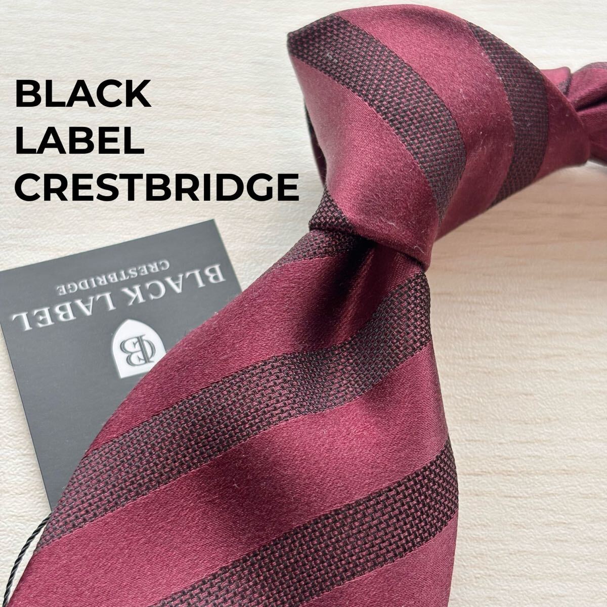 新品 未使用 タグ付き BLACK LABEL CRESTBRIDGE ブラックレーベルクレストブリッジ レジメンタル ストライプ シルク ネクタイ メンズ_画像1