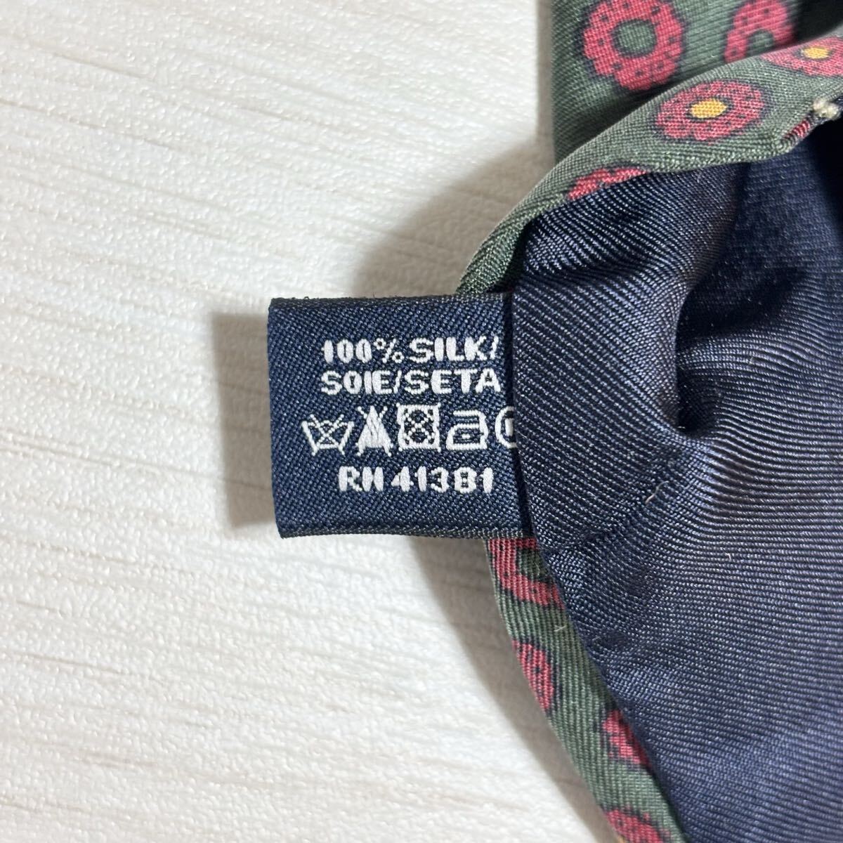 Polo by Ralph Lauren ポロラルフローレン 極美品 未使用に近い 花柄 ドット柄 シルク シルク100 ネクタイ イタリア製 ハンドメイド メンズ_画像7