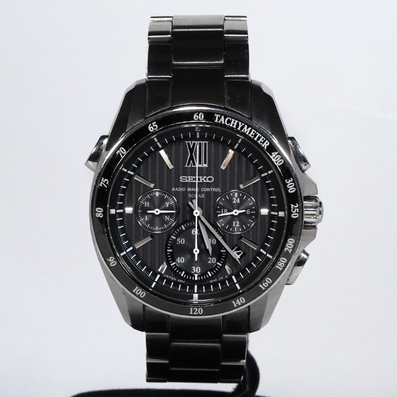 腕時計 SEIKO セイコー BRIGHTZ ブライツ SAGA153 8B82-0AL0 ソーラー電波 メンズ クロノグラフ デイト 稼働_画像1