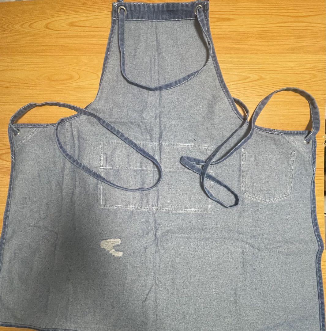 ブルー 多機能ポケット デニム H型エプロン 調整可能 汚れにくい 脱着簡単 男女兼用 割烹着 調理 仕事着 うわっぱり 飲食店_画像7