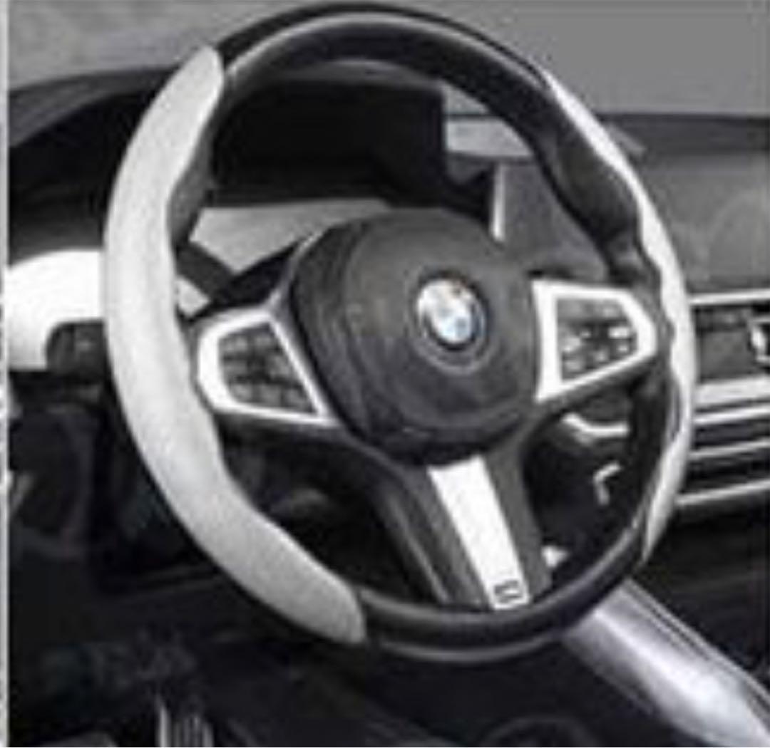 クイックカーボン 取付簡単 カーボン調 汚れ防止 ノンスリップ 用 ハンドル 保護カバー ハンドルカバー ステアリングカバー ホワイト_画像2