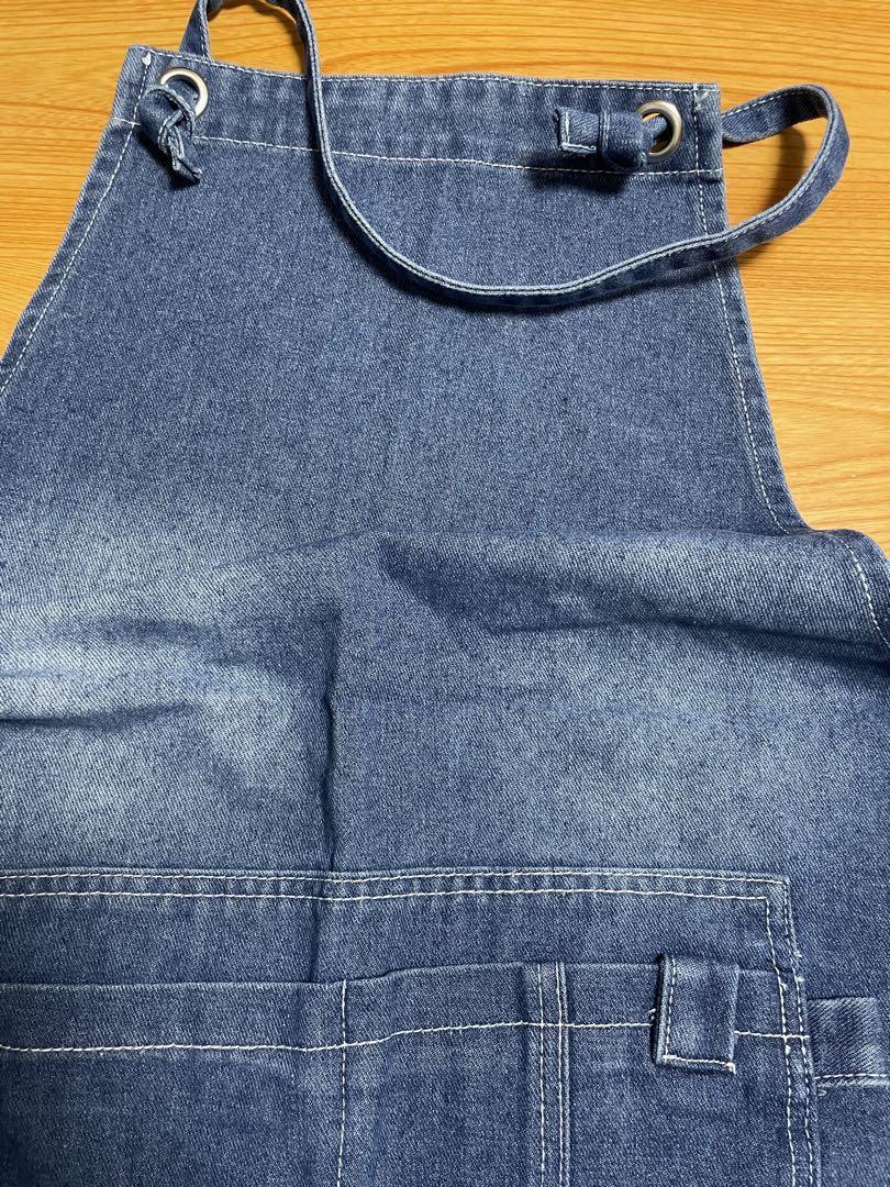 ブルー 多機能ポケット デニム H型エプロン 調整可能 汚れにくい 脱着簡単 男女兼用 割烹着 調理 仕事着 うわっぱり 飲食店_画像4