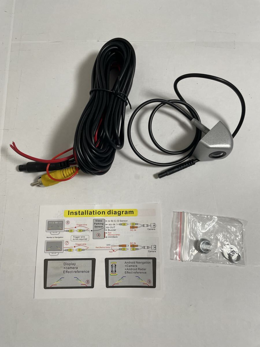 車載バックカメラ 金属製 高画質 12V 極小 広角　NTSC 出力170°正像 鏡像 暗視 防水 ガイドラインあり シルバー_画像2