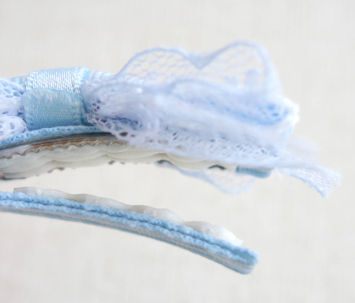 ★ ハンドメイド 水色のリボンとレースのヘアクリップ 2個セット ★_画像2