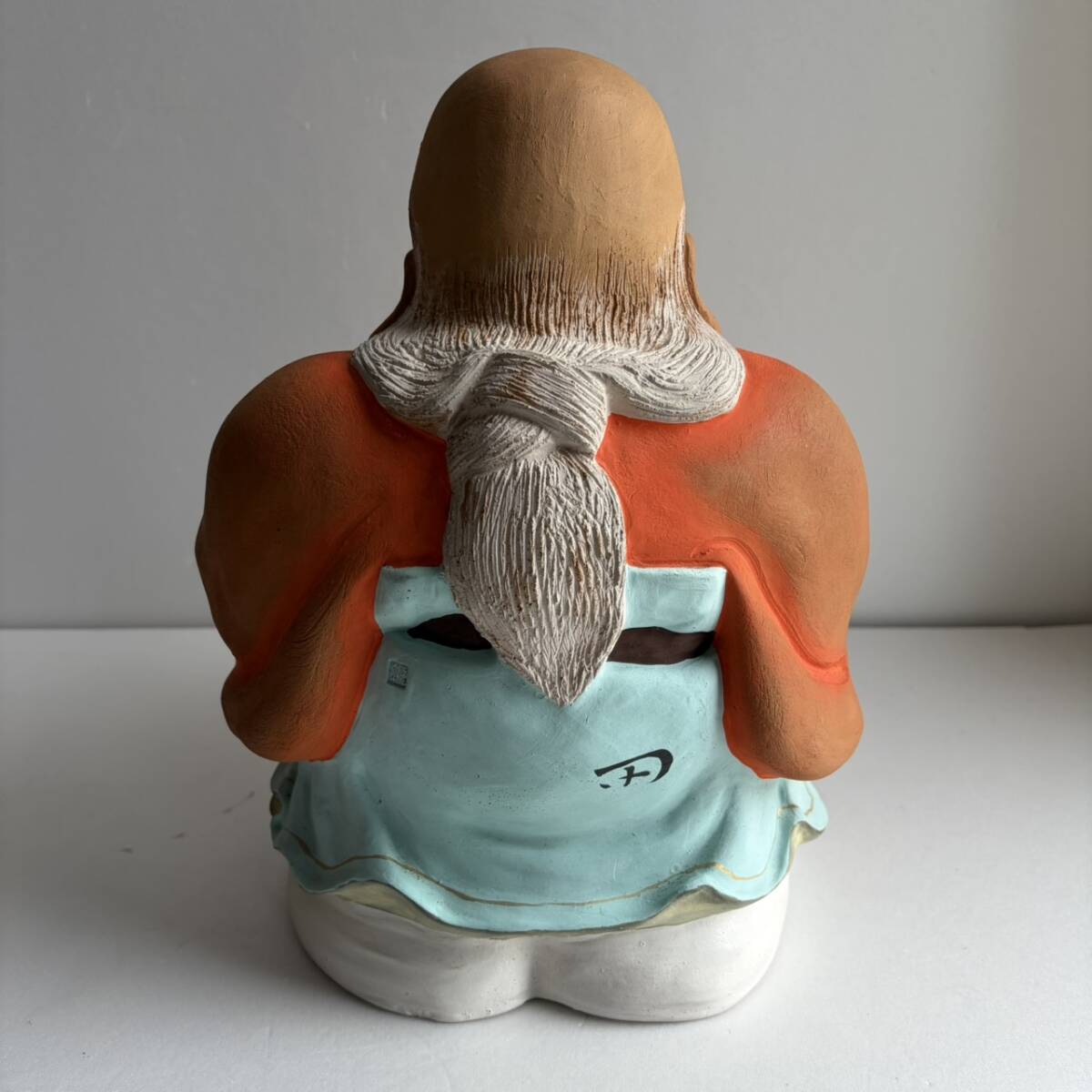 【和美】惺斎書付 伏見焼 福禄寿置物 高さ31cm 木箱 座布団付 本物保証_画像6