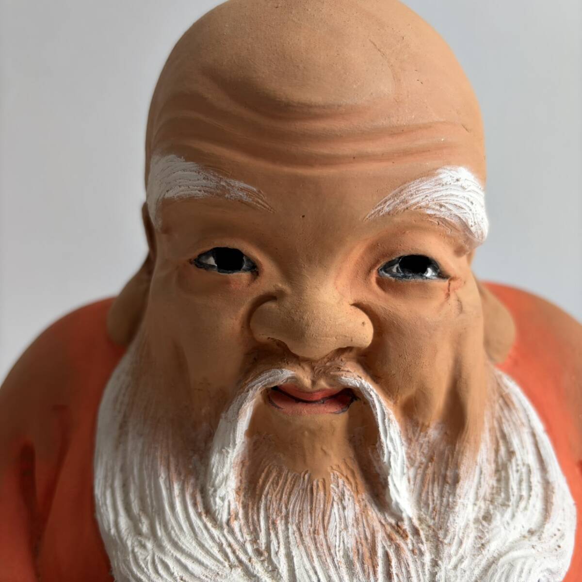 【和美】惺斎書付 伏見焼 福禄寿置物 高さ31cm 木箱 座布団付 本物保証_画像3