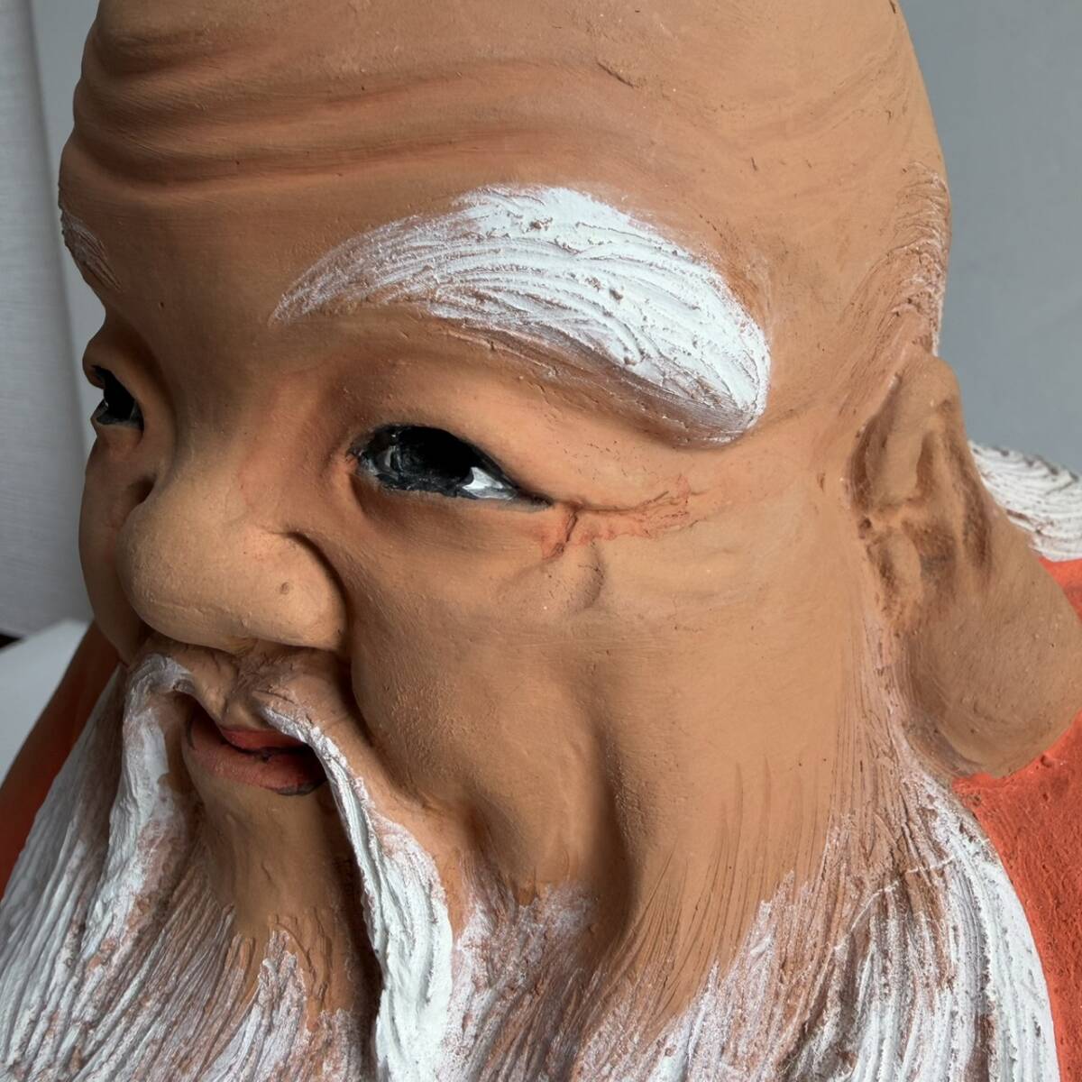 【和美】惺斎書付 伏見焼 福禄寿置物 高さ31cm 木箱 座布団付 本物保証_画像4