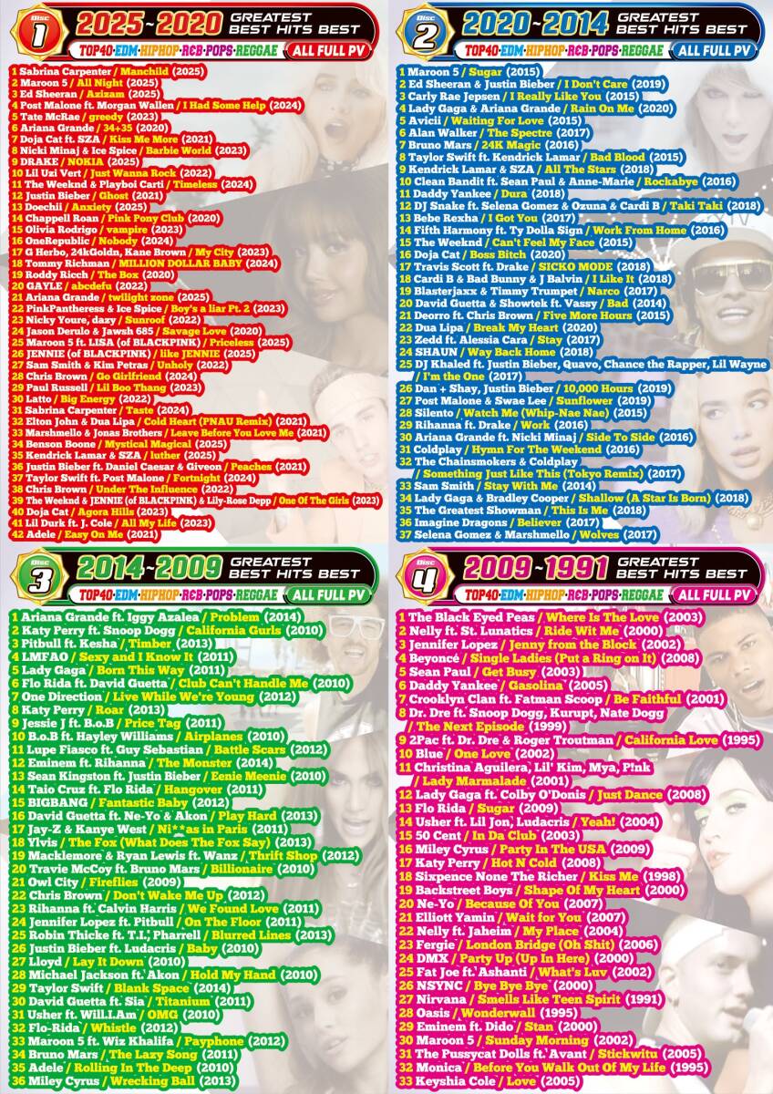 【洋楽Mix DVD】超人気作の続編が登場! 一生聴ける2025〜1991年の名曲ベスト!!正規盤 2025〜1991 Greatest Best Hits Best_画像3