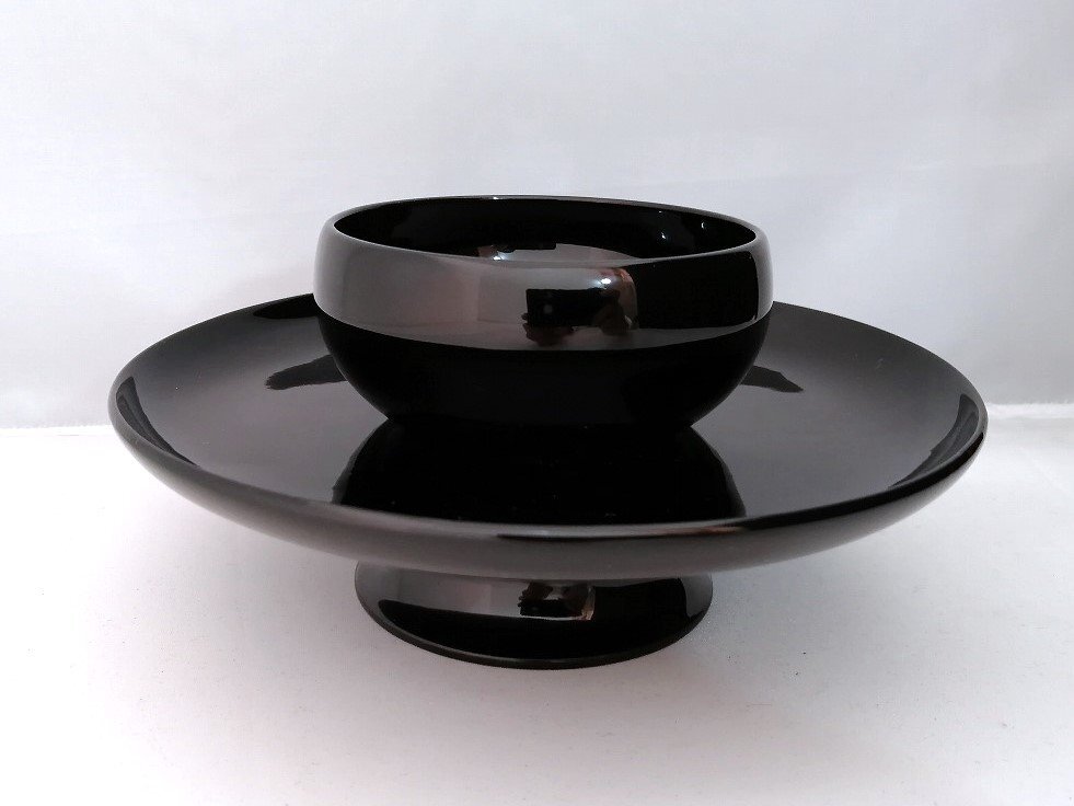 蔵出し品■天目台 中村宗悦 呂色 共箱 茶道具 懐石道具 茶懐石 料理皿 和食器 向付 会席 割烹 茶事 貴人台 茶器 塗 黒 茶の湯 茶碗 1円～_画像7