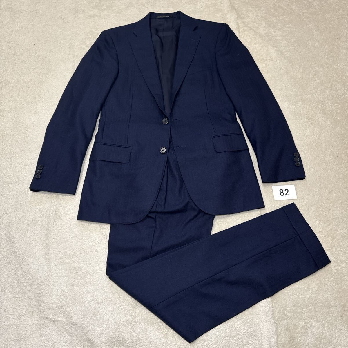 82 美品　グリーンレーベルリラクシング　スーツネイビー　ウール　46_画像1