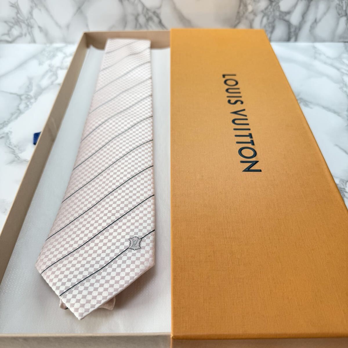 極美品 茶タグ M67981 LOUIS VUITTON ネクタイ シルク100% エク