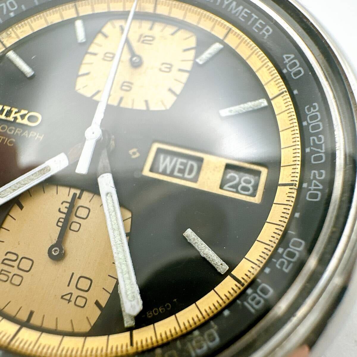 美品 稼動品 自動巻き SEIKO セイコースピードタイマー クロノグラフ 6138-8021ビンテージ デイデイト メンズ 腕時計　黒文字盤_画像5
