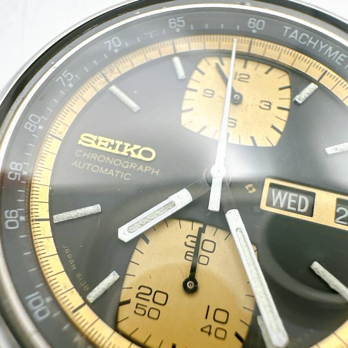 美品 稼動品 自動巻き SEIKO セイコースピードタイマー クロノグラフ 6138-8021ビンテージ デイデイト メンズ 腕時計　黒文字盤_画像6